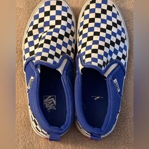 Vans Kids Blue and Black Checkered Slip-On Sneakers